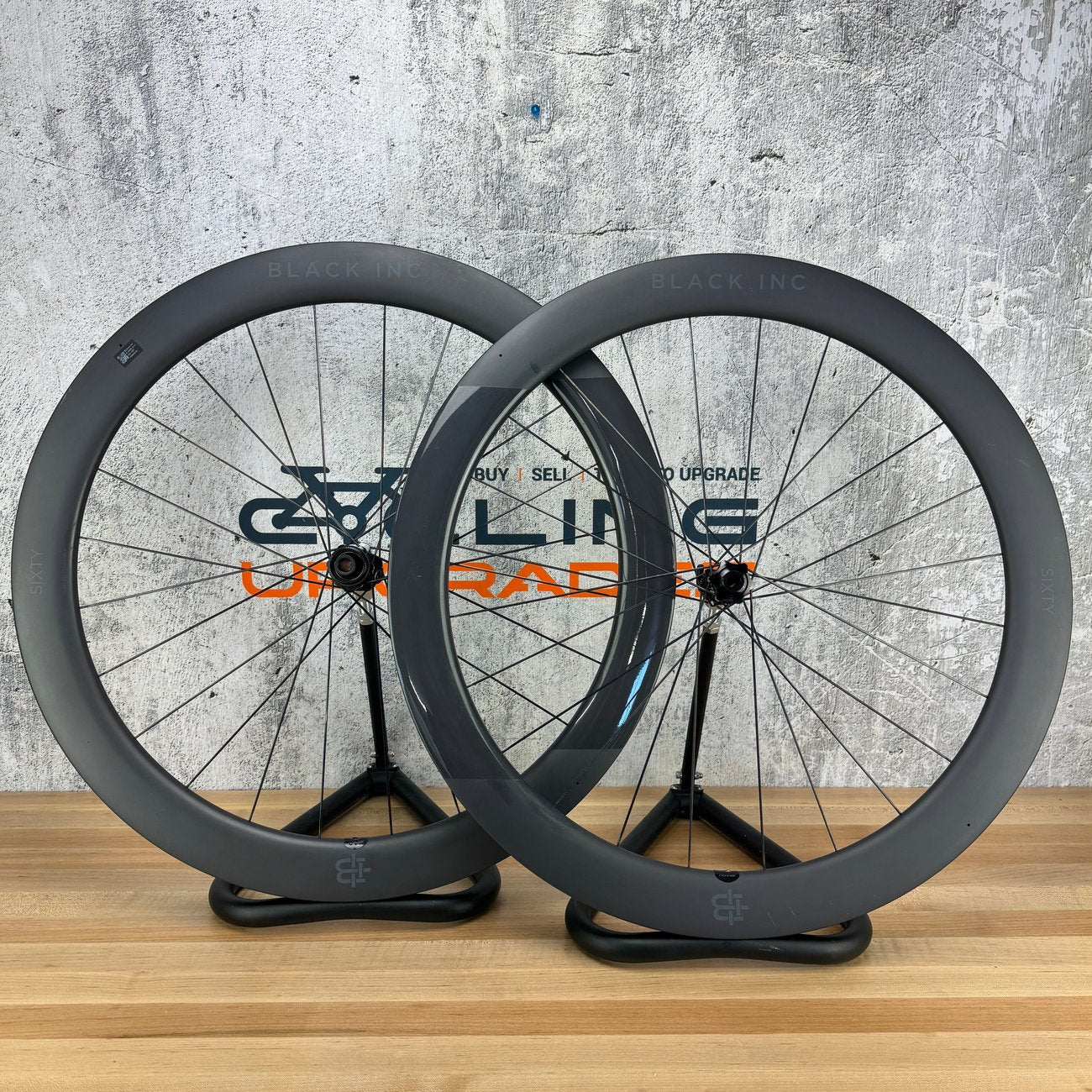 Low Mile! Black Inc Sixty Carbon Tubeless Disc Road Bike Wheelset 700c 1613g
