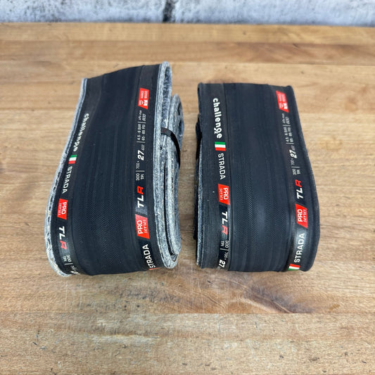 Low Mile! Challenge Strada Pro TLR 700c x 27mm Tubeless Pair Bike Tires 567g