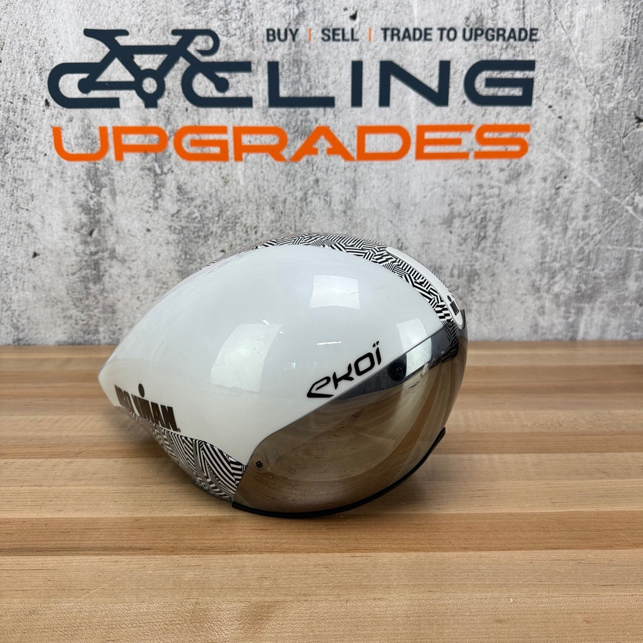 Low Mile! Ekoi Veloce Medium 55-59cm Ironman White TT/Triathlon Cycling Helmet