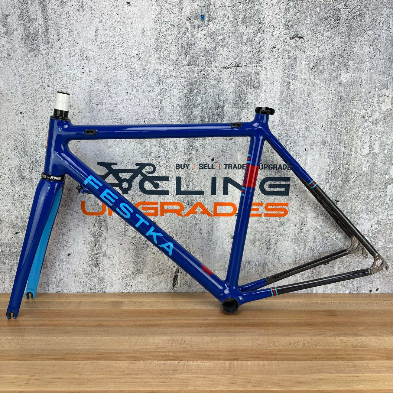 Festka One Blue Carbon Rim Brake 53cm Custom Road Bike Frameset 700c 1590g