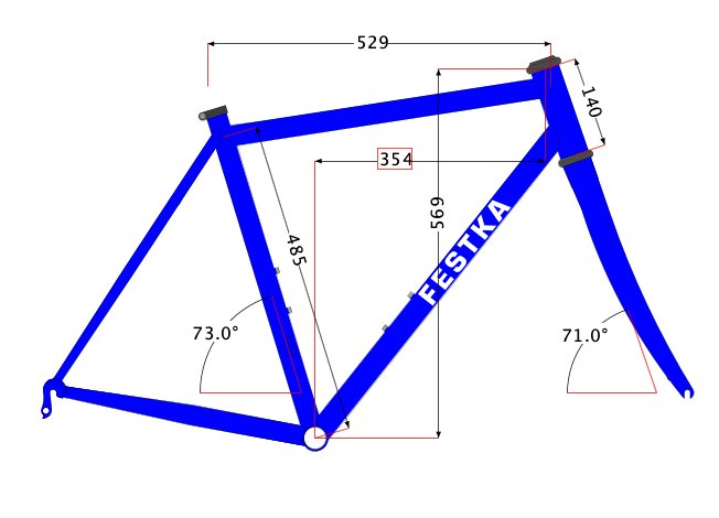 Festka One Blue Carbon Rim Brake 53cm Custom Road Bike Frameset 700c 1590g