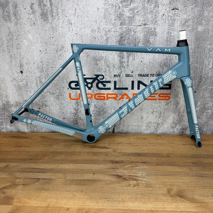 New! 2023 Factor O2 VAM 54cm Carbon Disc Frameset 700c Ornate Azure 1340g