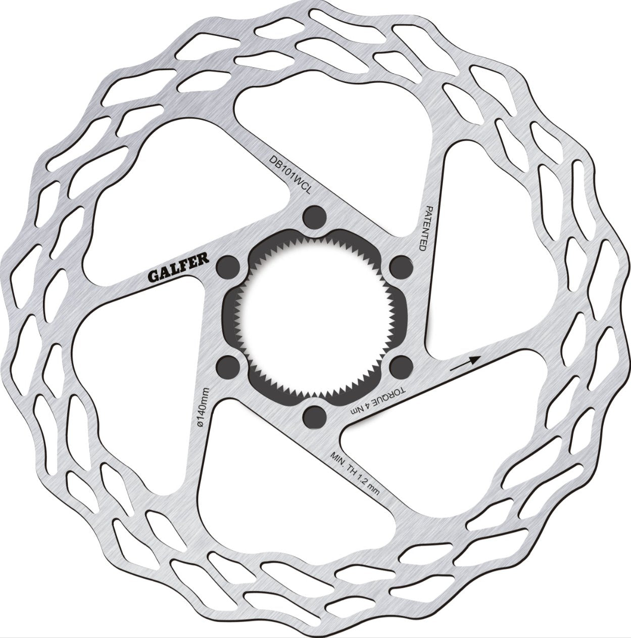 New! Galfer Bike 140mm 1.8mm Wave Road Center Lock Disc Brake Rotor DB101WCL 76g