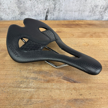 New! Infinity Elite E2X Black Leather 7x7mm Stainless Rails Comfort Bike Saddle