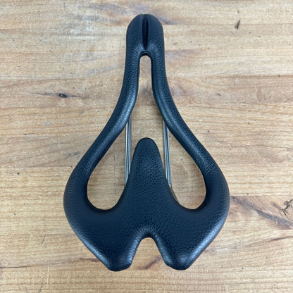 New! Infinity Elite E3 Black Leather 7x7mm Stainless Rails Comfort Bike Saddle