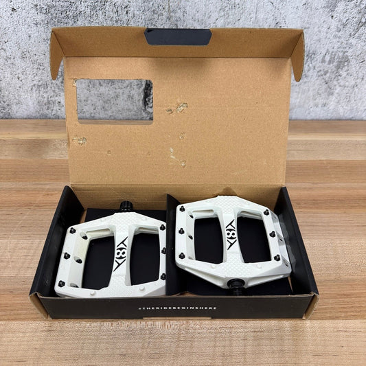 New! Origin8 Strapd White Composite Platform/Flat MTB Bike Pedals 364g MSRP $60