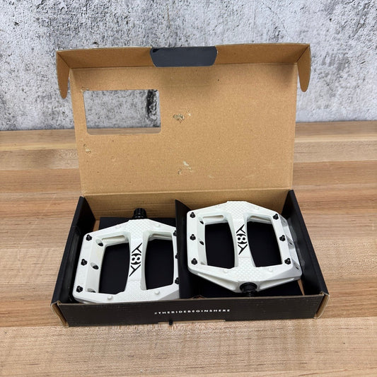 New! Origin8 Strapd White Composite Platform/Flat MTB Bike Pedals 364g MSRP $60