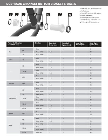 New! SRAM DUB Road Bottom Bracket - Various Frame Shell Types Available