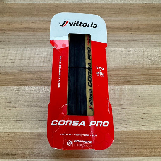 New! Vittoria Corsa Pro TLR 700c x 26mm Tubeless Tanwall Single Tire MSRP $117