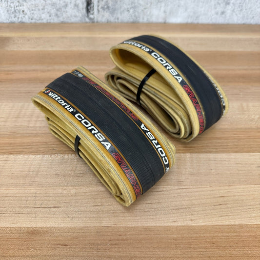 Pair Vittoria Corsa Graphene 2.0 700c x 25mm Tanwall Clincher Bike Tires