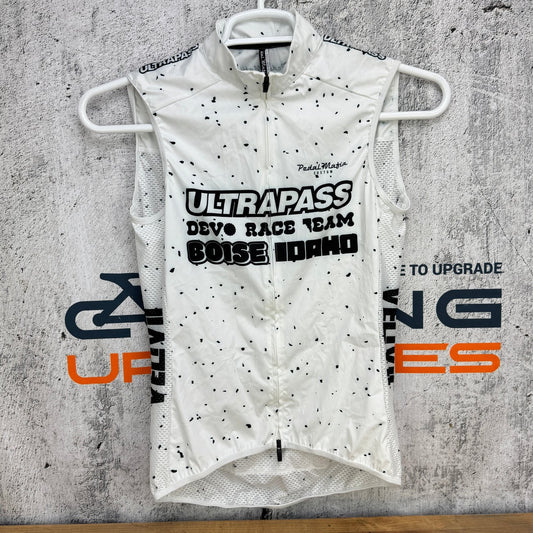 Pedal Mafia Men's Small UltraPass Devo Race Team White Cycling Vest w/ Pockets