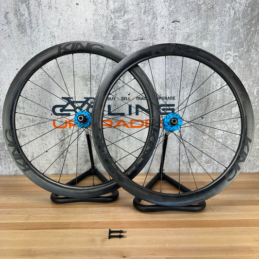Ridden Once! Chris King ARD44 R45D Blue Hubs Carbon Hookless Wheelset 700c 1606g