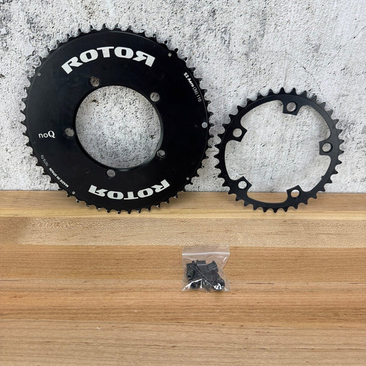 Ridden Once! Rotor NoQ Aero 52/36t 110BCD 5-Bolt Round Bike Chainring Set 190g