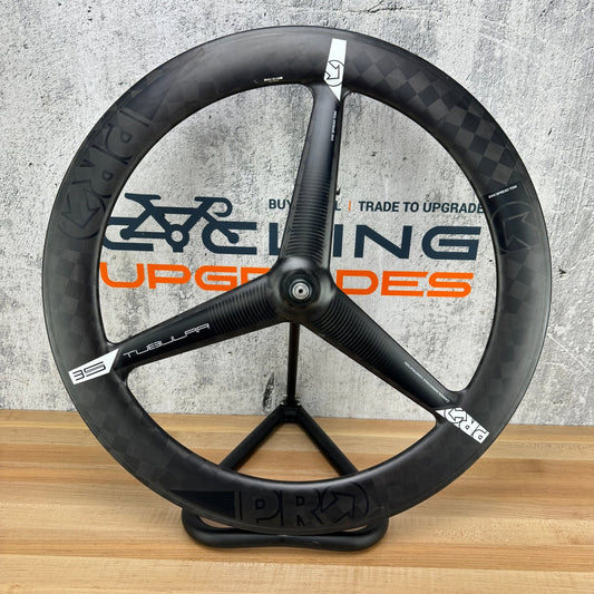 Ridden Once! Shimano PRO Textreme 3-Spoke Carbon Tubular TT/Tri Front Wheel 700c