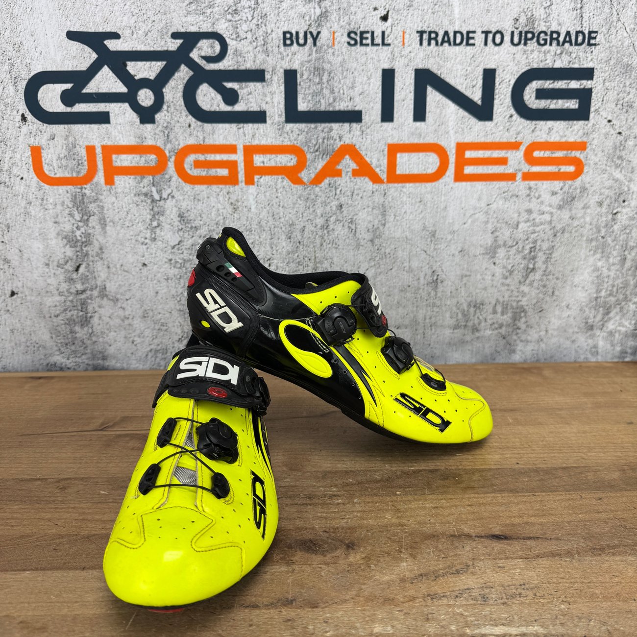Worn Once! Sidi Wire Vent Black/Yellow 2013 EU 44 3-Bolt Cycling