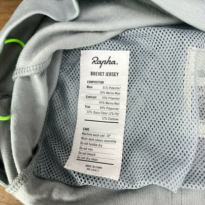 Rapha Brevet Jersey Men's Small Cycling Jersey Gray/Green/White