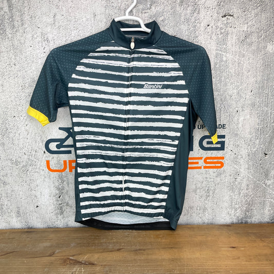 New! SMS Santini Chronman Cycling Short Sleeve Jersey Gray/White/Yellow Men's XL