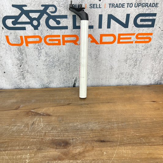 3T Doric Team 31.6mm x 350mm White Carbon Road Bike Seatpost 25mm Setback