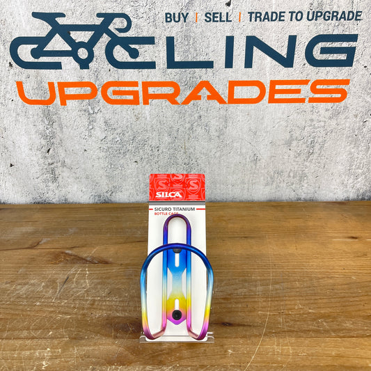 New! Silca Sicuro Titanium Water Bottle Cage Anodized Rainbow 30g