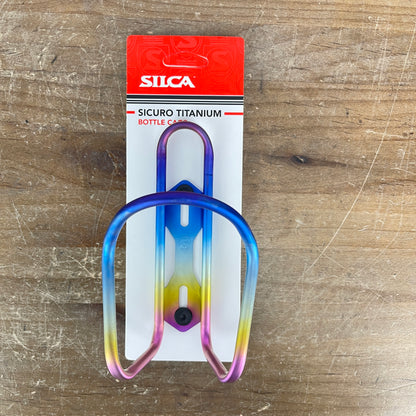 New! Silca Sicuro Titanium Water Bottle Cage Anodized Rainbow 30g