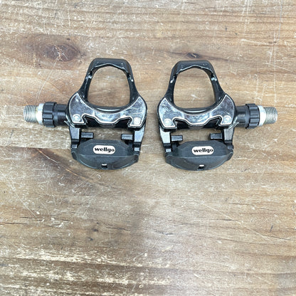 Wellgo R096 Road Bike Clipless Pedals Alloy Black 275g No Cleats