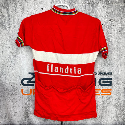 Vintage Flandria Men's Large Short Sleeve Wool Cycling Jersey