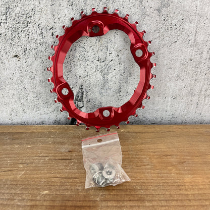 Absolute Black 36t Oval 96BCD N/W Red Chainring for XT M8000