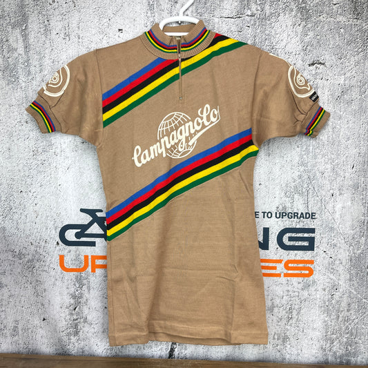 Vintage Campagnolo World Champion Stripes Wool Cycling Jersey by Giordana