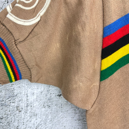 Vintage Campagnolo World Champion Stripes Wool Cycling Jersey by Giordana