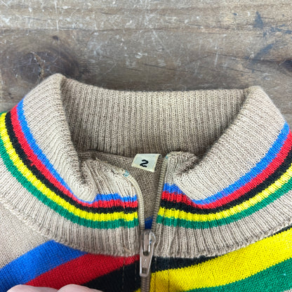 Vintage Campagnolo World Champion Stripes Wool Cycling Jersey by Giordana
