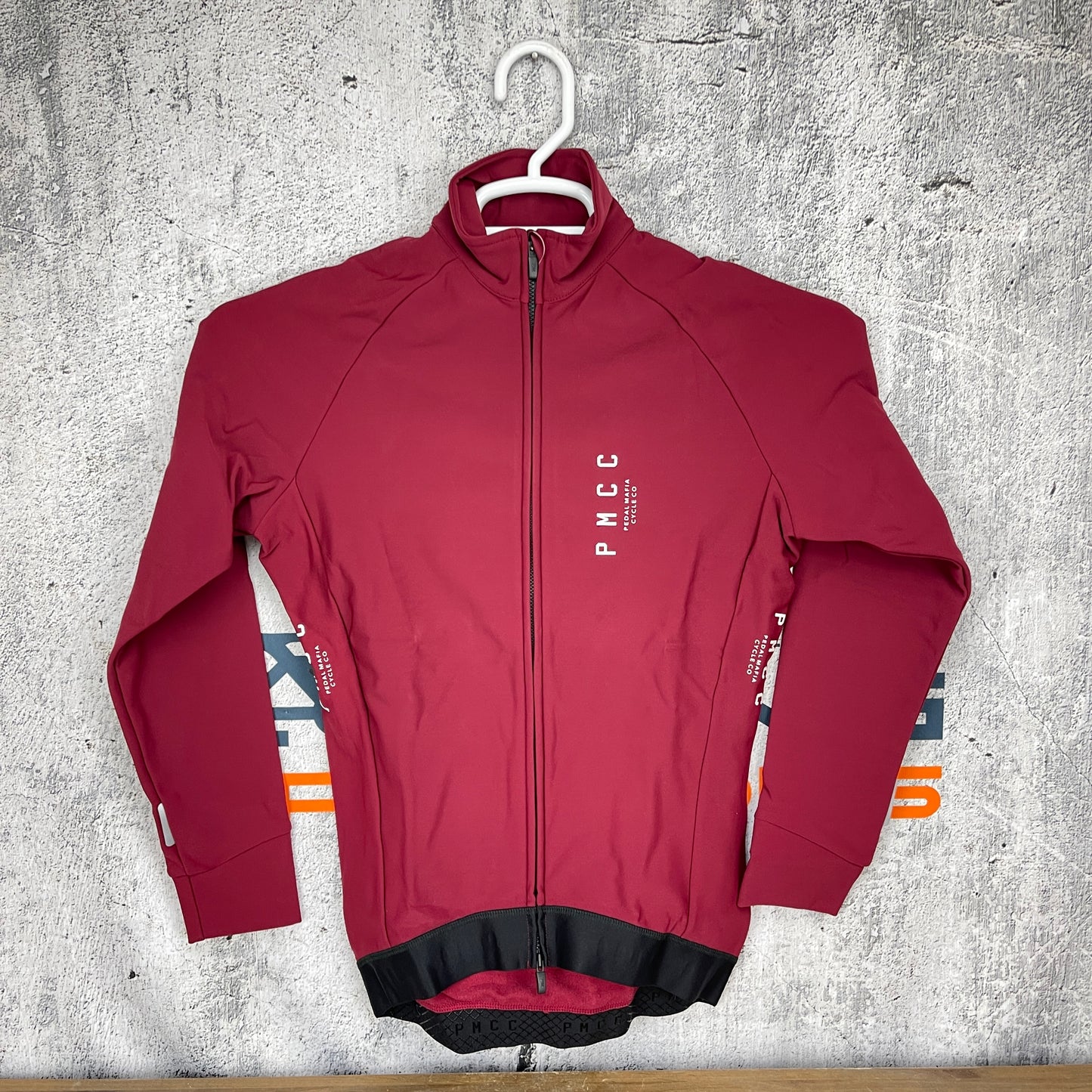 New! Pedal Mafia PMCC Thermal Long Sleeve Men's Small Cycling Jacket Burgundy