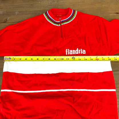 Vintage Flandria Men's Large Short Sleeve Wool Cycling Jersey