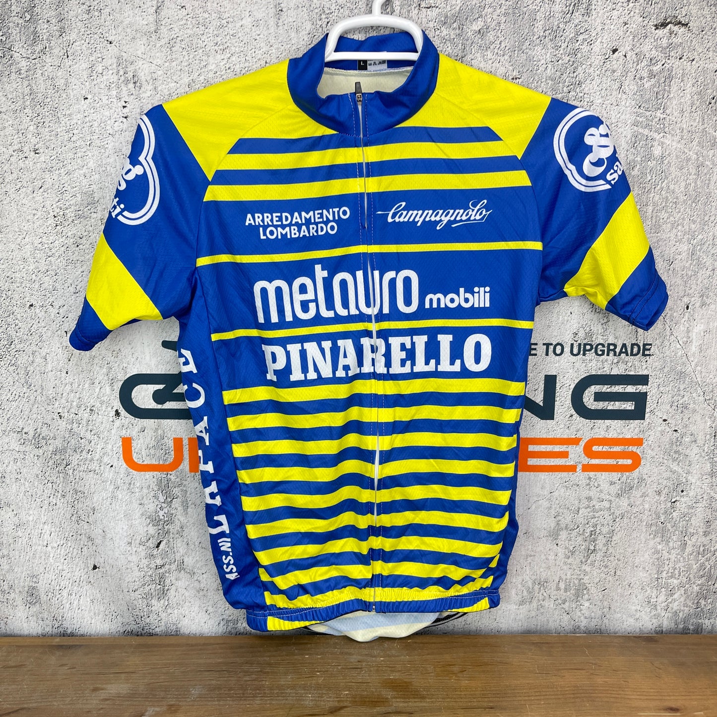 Pinarello Metouro Mobili Large Yellow/Blue Men's Cycling Jersey Short Sleeve