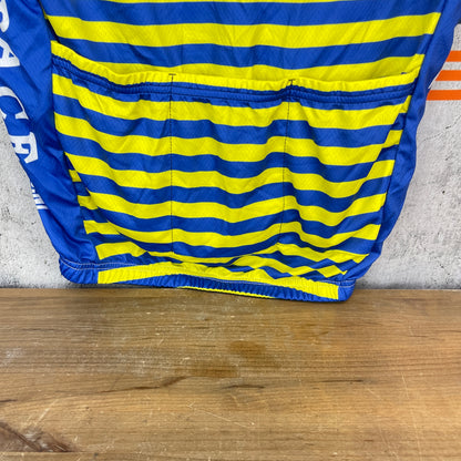 Pinarello Metouro Mobili Large Yellow/Blue Men's Cycling Jersey Short Sleeve