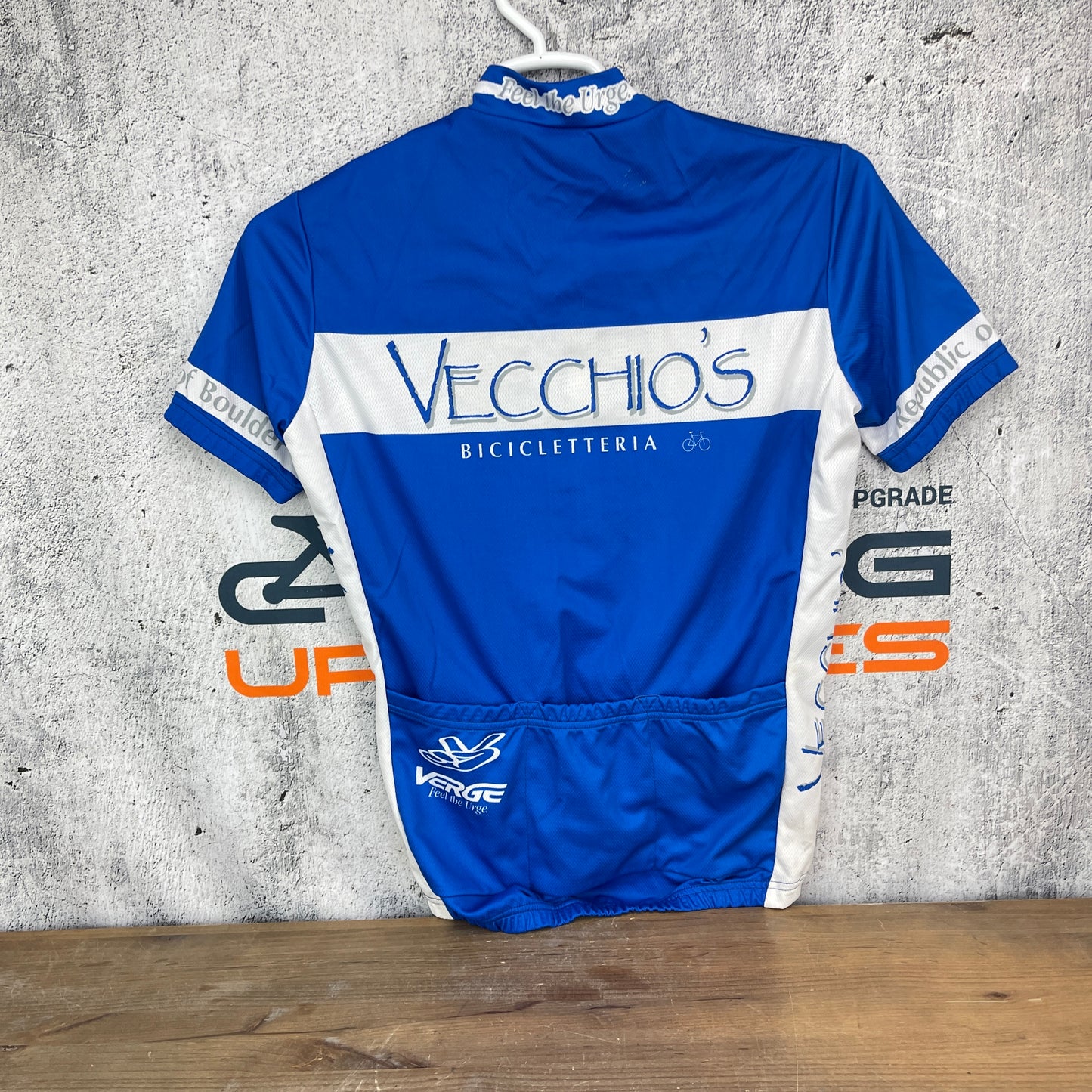 Verge Vecchio's Bicicletteria Medium Men's Blue Cycling Jersey Short Sleeve