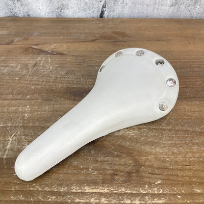 Velo White Riveted Vintage-Style 7x7mm Alloy Rails Road Bike Saddle 150mm
