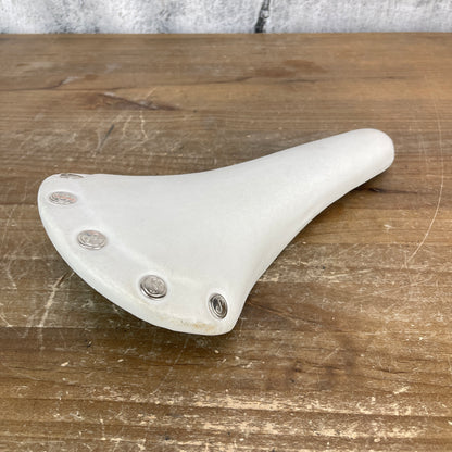Velo White Riveted Vintage-Style 7x7mm Alloy Rails Road Bike Saddle 150mm