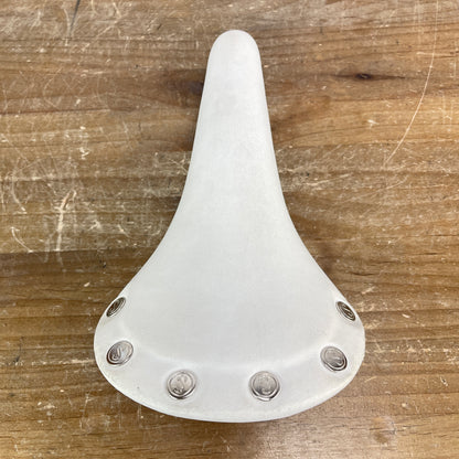 Velo White Riveted Vintage-Style 7x7mm Alloy Rails Road Bike Saddle 150mm