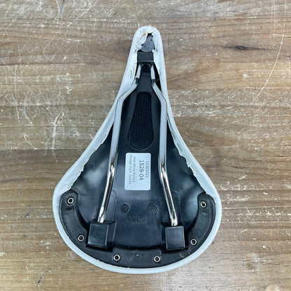 Velo White Riveted Vintage-Style 7x7mm Alloy Rails Road Bike Saddle 150mm