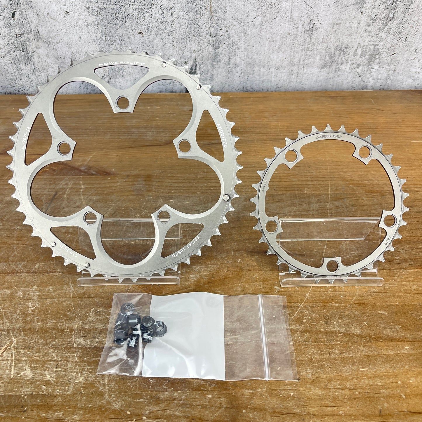 SRAM Powerglide Anodized 50/34t 110BCD 10/11-Speed Road Bike Chainrings 132g