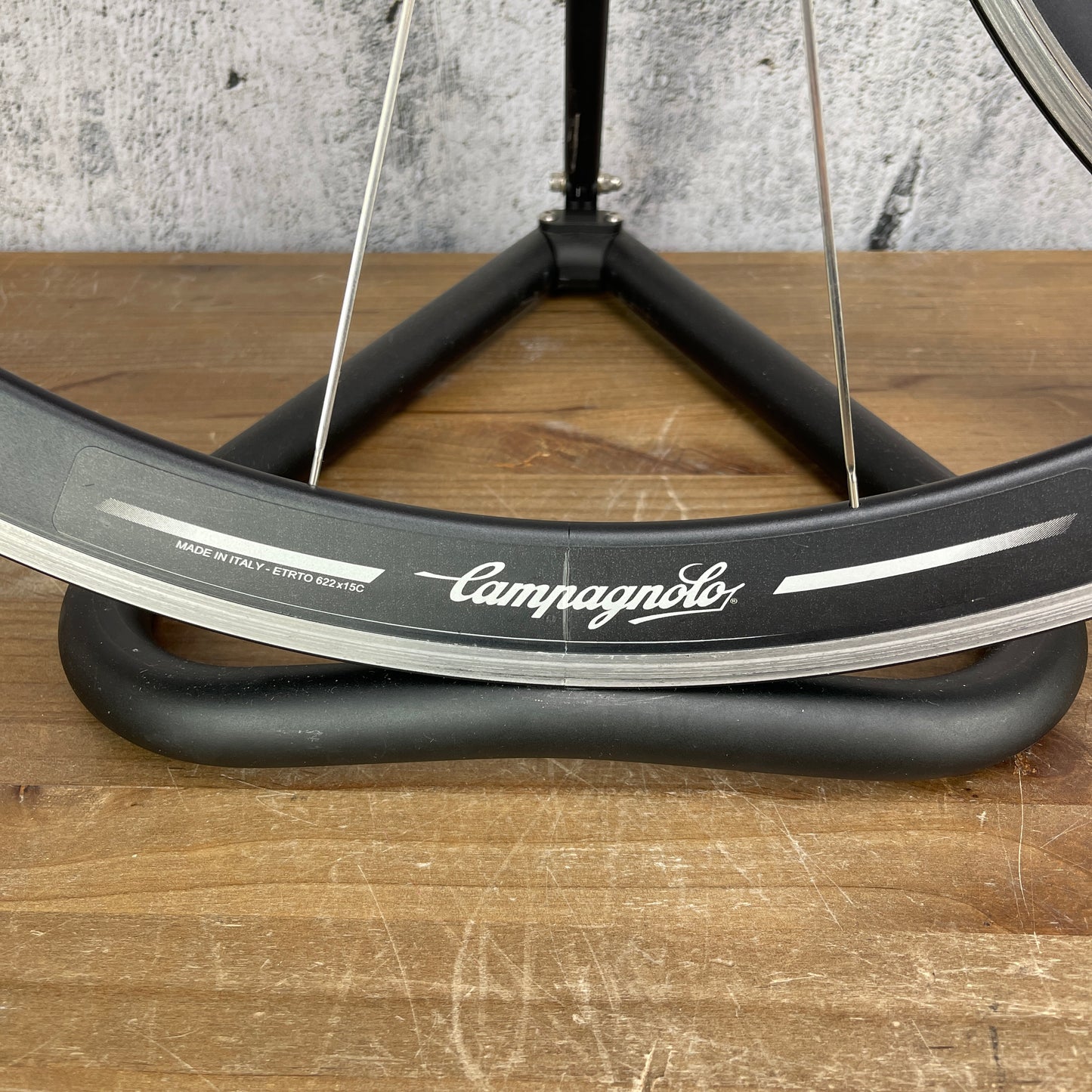 Vintage 2000s Campagnolo Shamal Black Alloy Clincher Wheelset 700c Rim Brake 1965g