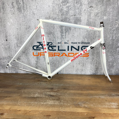 New! Milano 3V Wing Pearl White 56cm Rim Brake Steel Road Bike Frameset 700c