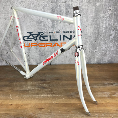 New! Milano 3V Wing Pearl White 56cm Rim Brake Steel Road Bike Frameset 700c