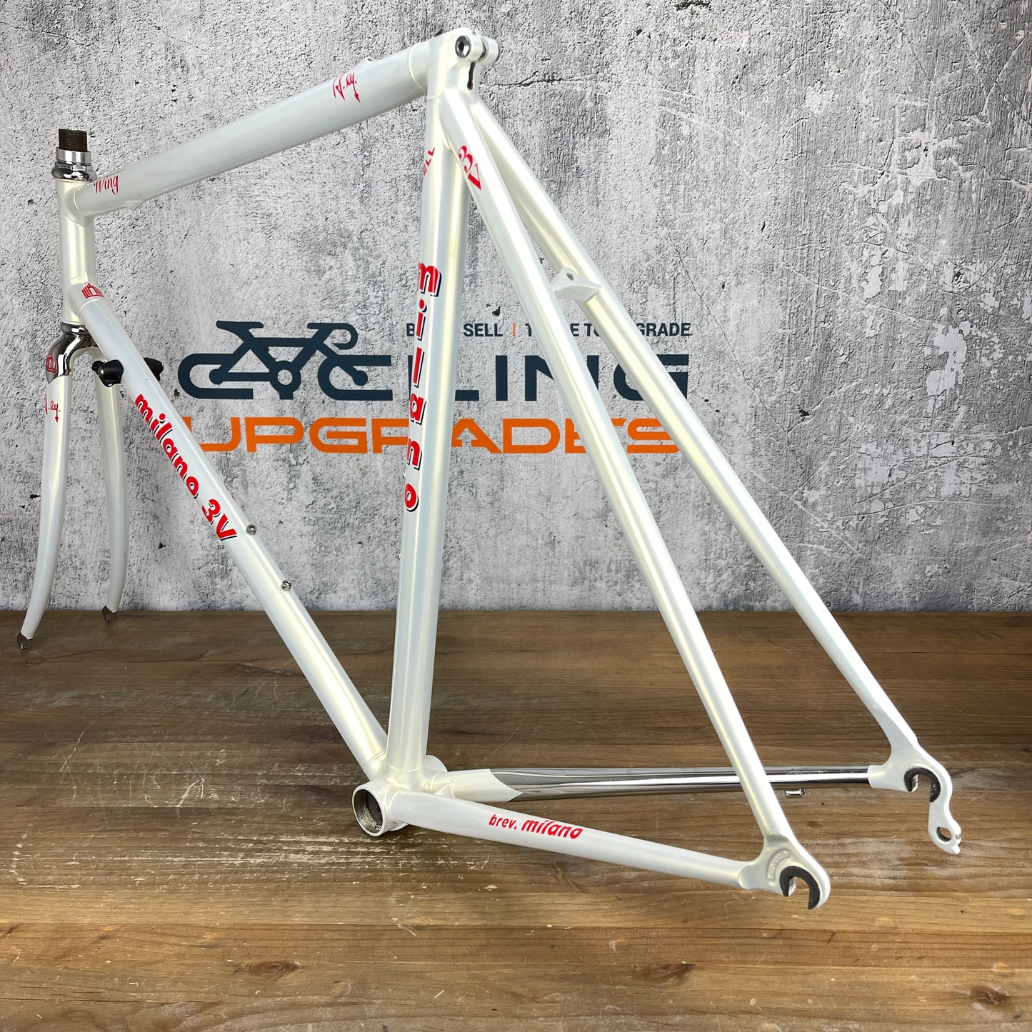 New! Milano 3V Wing Pearl White 56cm Rim Brake Steel Road Bike Frameset 700c