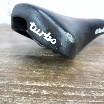 Vintage! 1987 Selle Italia Turbo Alloy Rails 143mm Road Bike Saddle Black 362g